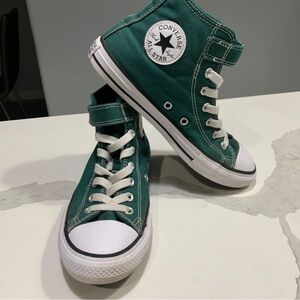 Converse Hunter Green High-Top Strap Sneakers for Boys Size 3Y